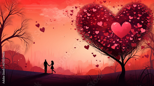 Valentine s day with love heart background.
