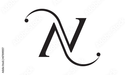 Letter V and N alphabet symbol design vector