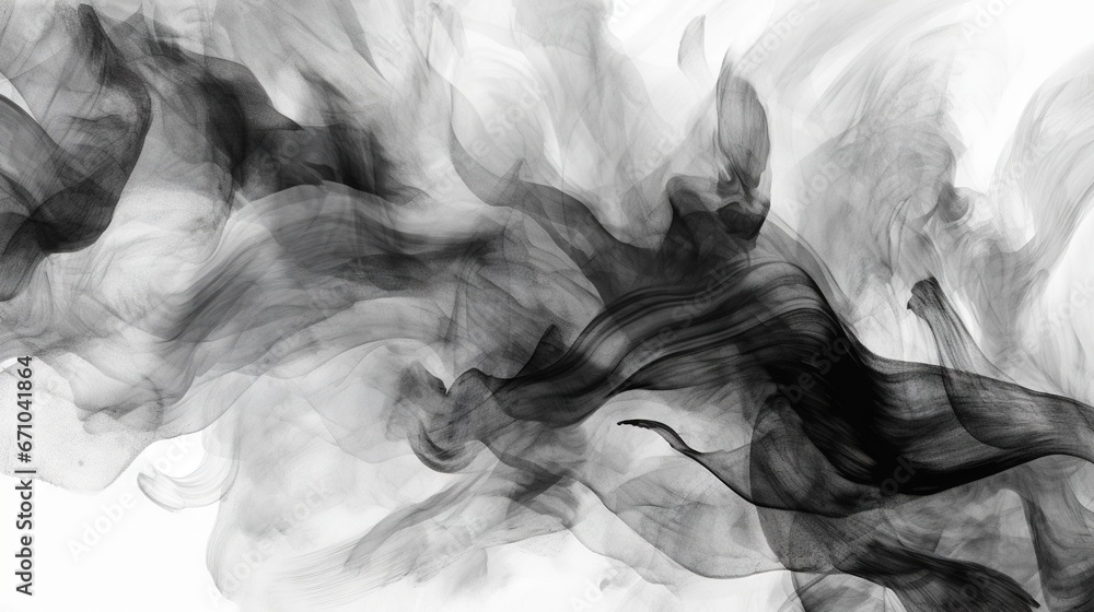  a black and white photo of smoke on a white background.  generative ai