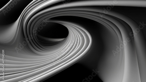  a black and white photo of a swirly pattern on a black background. generative ai