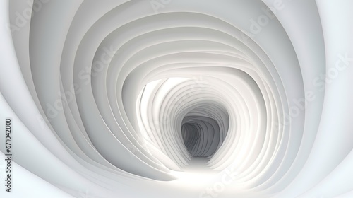  a tunnel of white paper with a light at the end. generative ai
