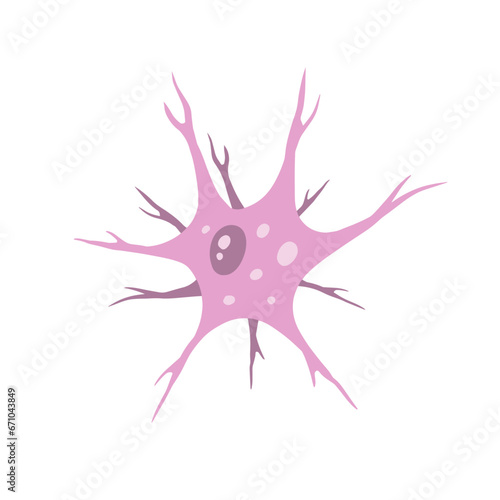 Neuron cell. Brain activity and dendrites. Membrane and the nucleus. Medical Concept of memory and connection. Educational illustration isolated on white