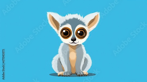  a small animal with big brown eyes sitting on a blue background.  generative ai