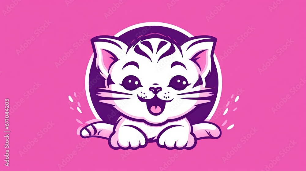 a cartoon cat with its mouth open on a pink background. generative ai a cartoon cat with its mouth open on a pink background. generative ai
