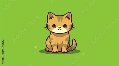  a cat sitting on a green background with a sad look on its face.  generative ai