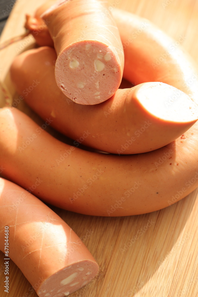 a ring of Lyon sausage from the grill a ring of Lyon sausage from the grill