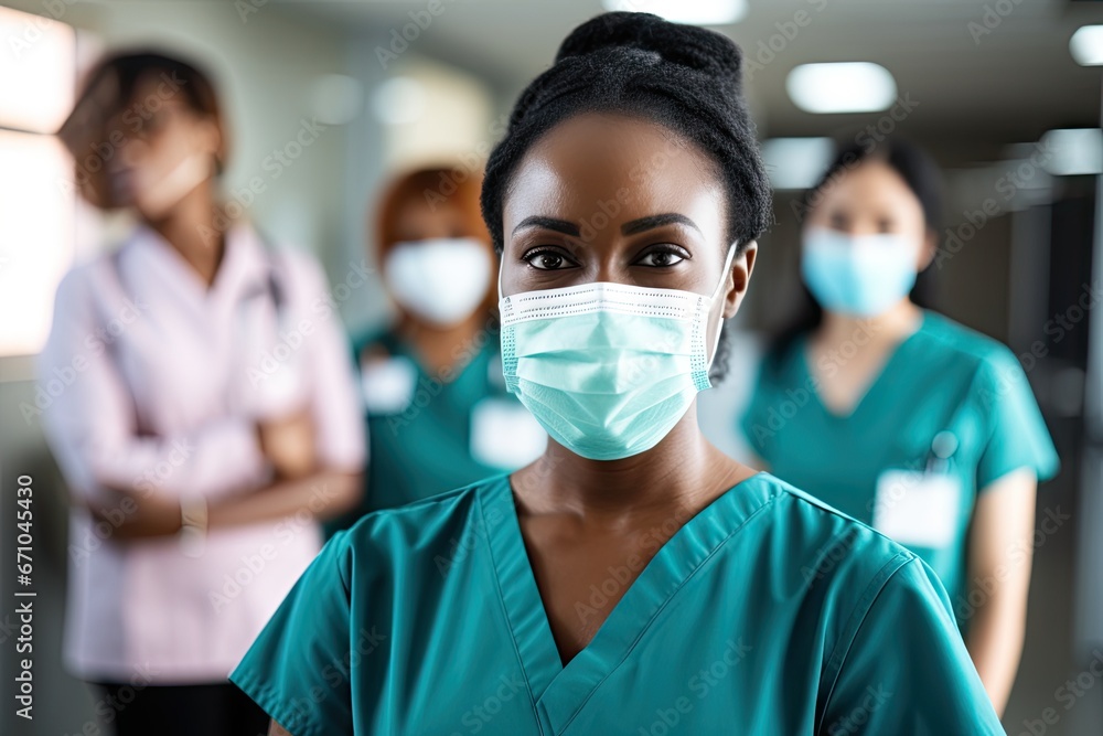 African american nurse with medical workers team African american nurse with medical workers team