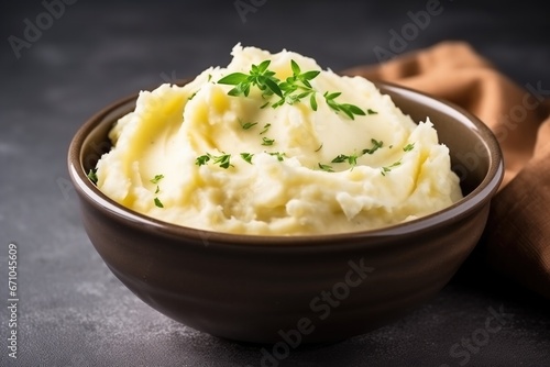 Creamy Mashed Potatoes In Bowl, Fresh And Homemade