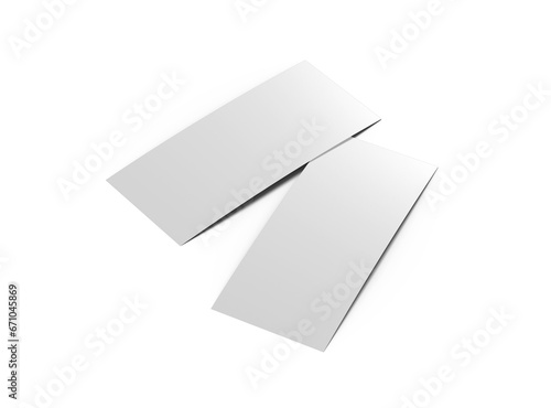Blank 4x9 Rack Card Sized Flyers to present your design. 3d render on a transparent background