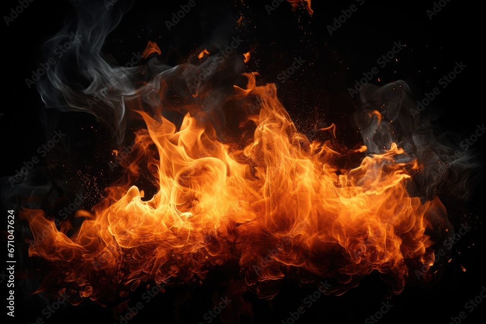 Fire coming from bottom on black background Fire coming from bottom on black background