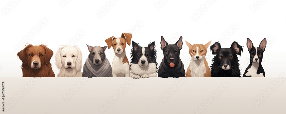 Dogs And Cats Lined Up For Portrait At Shelter Dogs And Cats Lined Up For Portrait At Shelter