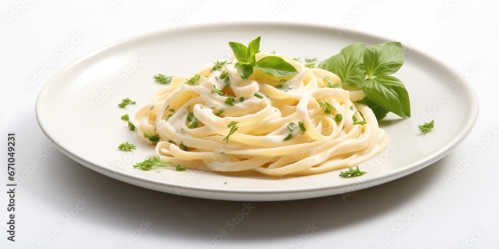 Generous Serving Of White Pasta With Fresh Parsley Generous Serving Of White Pasta With Fresh Parsley