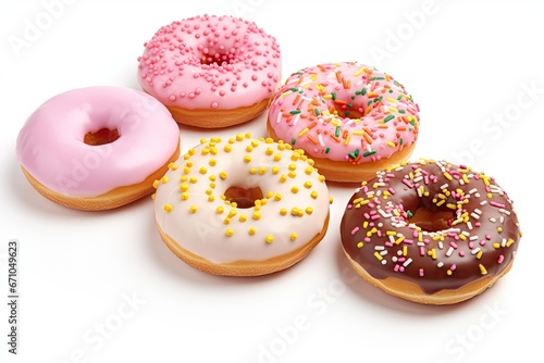 Set of 4 beautiful appetizing multicolored donuts © Tymofii