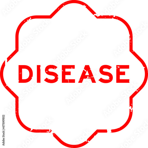 Grunge red disease word rubber seal stamp on white background