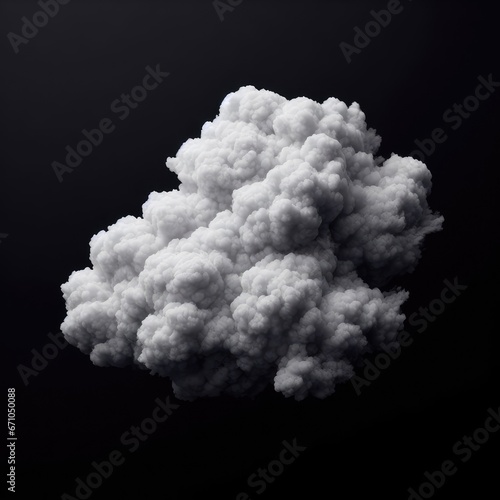 white cloud with precipitation in the form of snow and rain on a black background © Deanmon