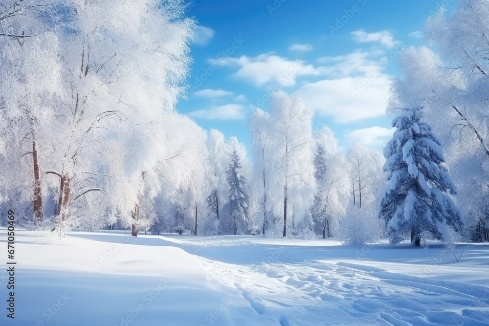 Winter christmas idyllic landscape, white trees Winter christmas idyllic landscape, white trees