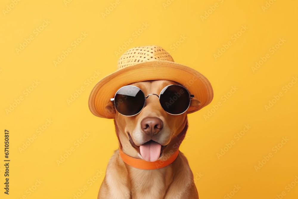 Happy Dog In Sunglasses And Hat For Summer Decorations