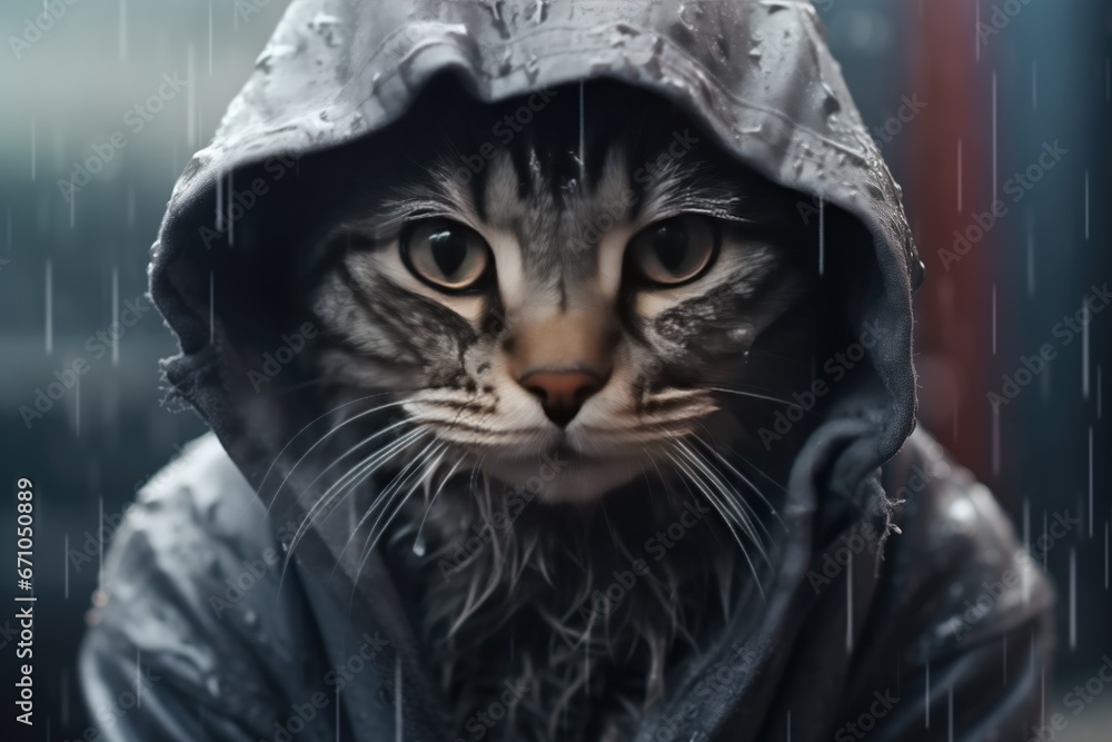 Obraz premium A Cat In The Rain