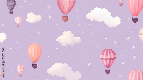  a bunch of hot air balloons flying in the sky with clouds. generative ai