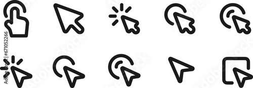 Cursor icon set. Arrow and hand pointer with click symbol for web sites and UI. Vector EPS 10