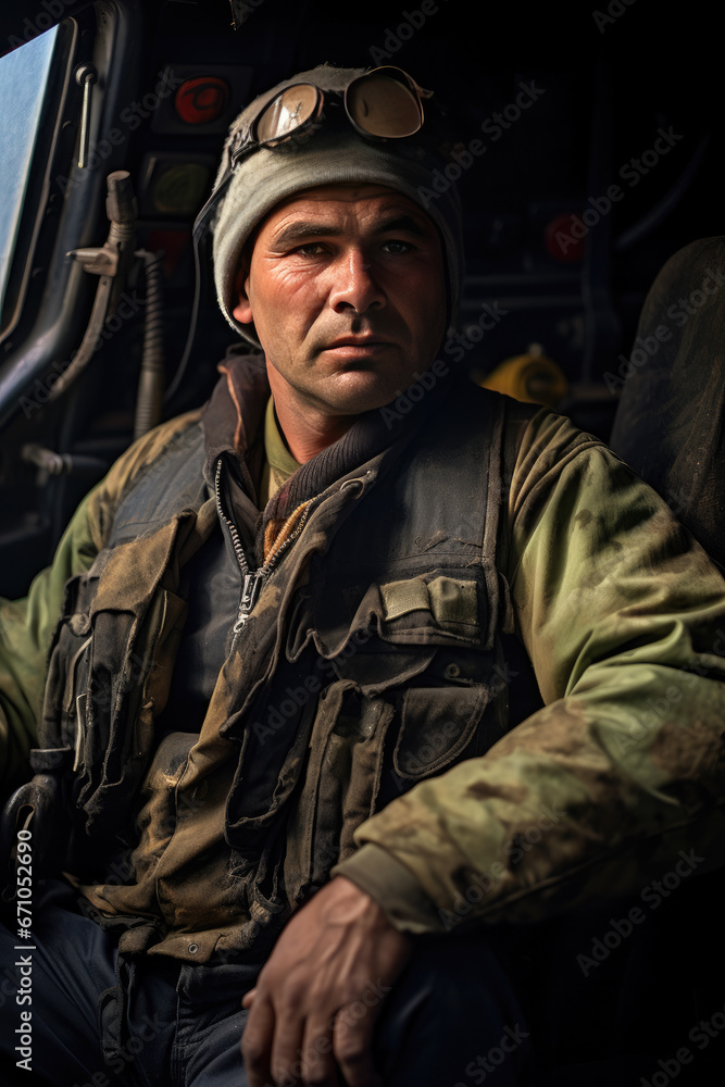 Obraz premium Portrait of a military tank operator