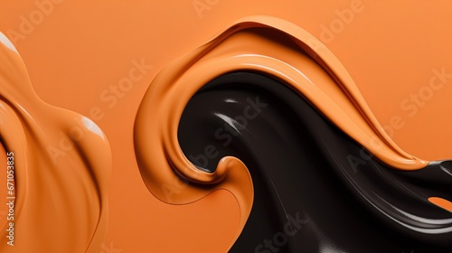  an orange and black abstract background with wavy lines and curves. generative ai