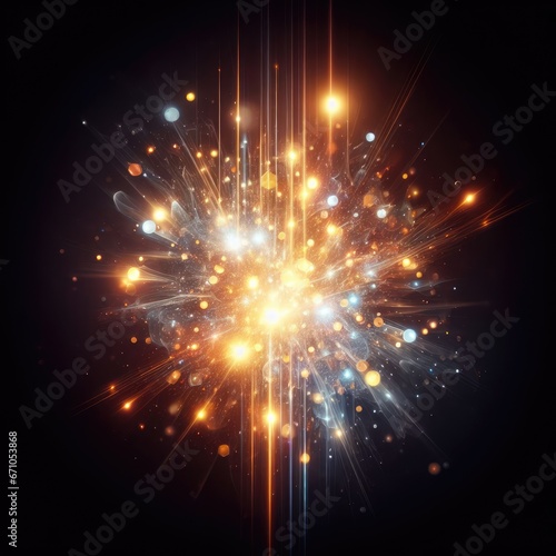 star explosion of fireworks lights on a black background