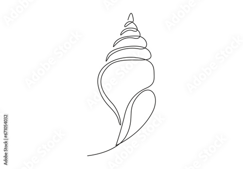 Triton shell continuous one line drawing. Isolated on white background vector illustration. Premium vector. 