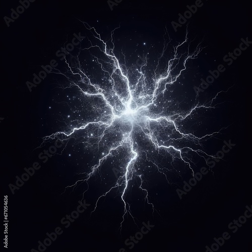  realistic lightning isolated on black background. natural light effect, bright glowing neural connections