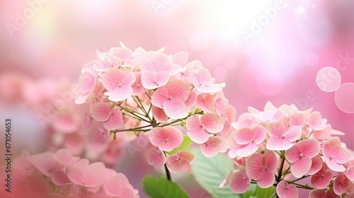  a bunch of pink flowers with green leaves on a pink background.  generative ai