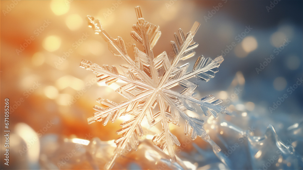 ice crystal molecule in super close up and detail, golden light, shot ...