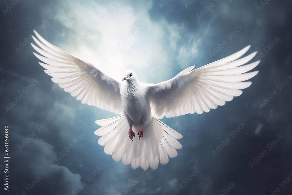 World Peace Day. Symbols of peace. A dove is flying in the sky. World Peace Day. Symbols of peace. A dove is flying in the sky.