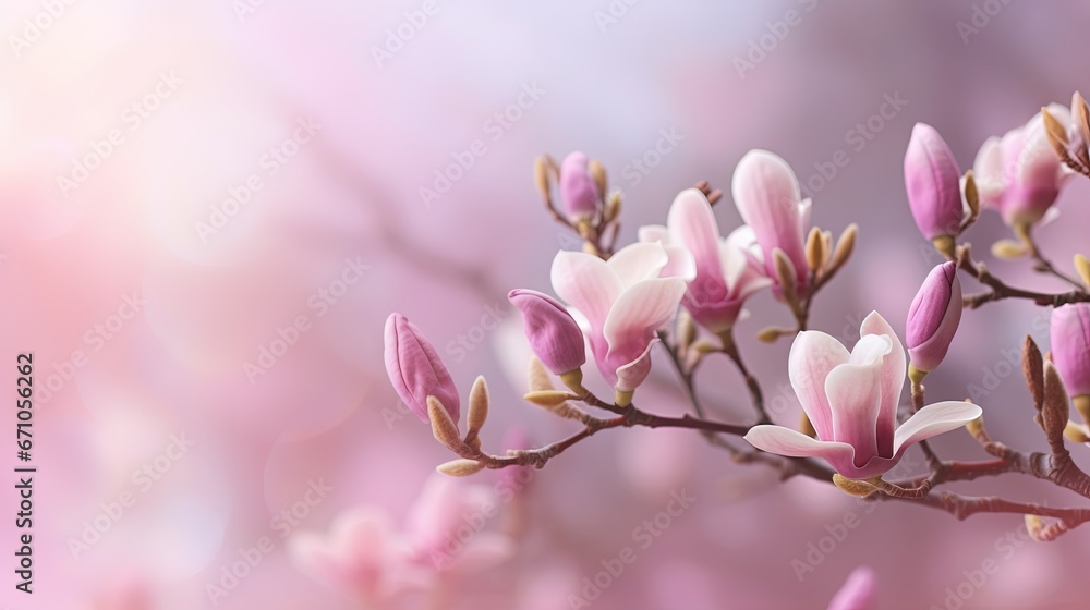  a close up of a branch with pink flowers on it.  generative ai