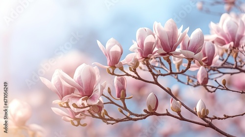  a close up of a tree with pink flowers on it. generative ai