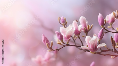  a close up of a branch with pink flowers on it. generative ai