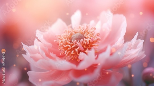  a close up of a pink flower on a blurry background. generative ai