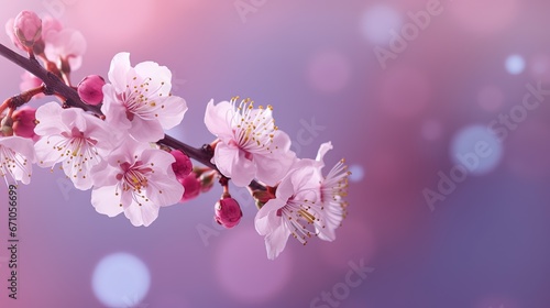 a branch of a cherry tree with pink flowers on it. generative ai