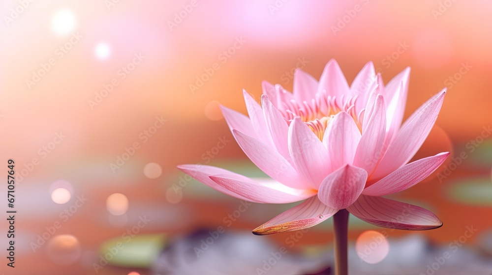  a pink flower is in the middle of a pond of water.  generative ai
