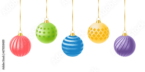 Set of Christmas tree decorations. Multicolored balls. Vector illustration