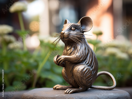 A Bronze Statue of a Mouse