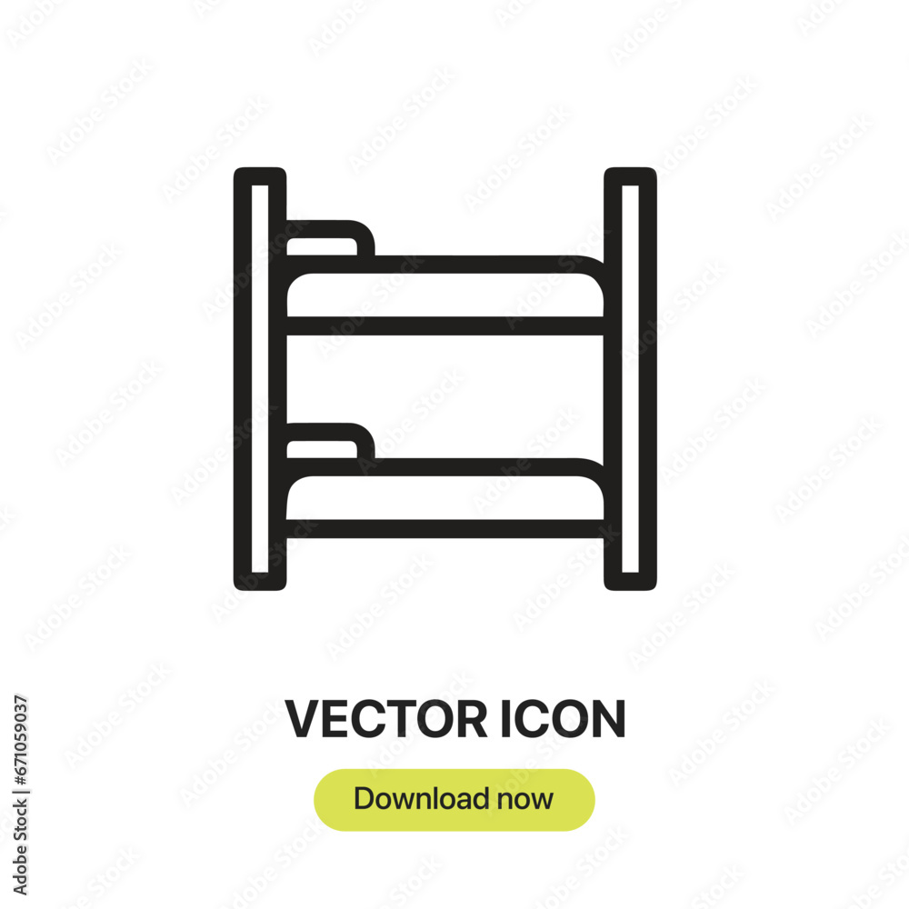 Bunk Bed icon vector. Linear-style sign for mobile concept and web design. Bunk Bed symbol illustration. Pixel vector graphics - Vector Bunk Bed icon vector. Linear-style sign for mobile concept and web design. Bunk Bed symbol illustration. Pixel vector graphics - Vector