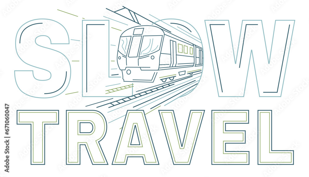 Slow leisurely train travel, future transportation concept.