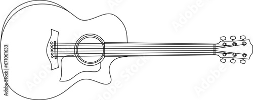Acoustic guitar line art for coloring book page