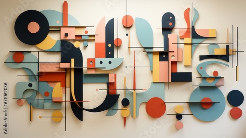 Wallpaper Mural Vibrant shapes dance across the wall, a masterpiece of art that ignites the senses with its bold and captivating energy Torontodigital.ca