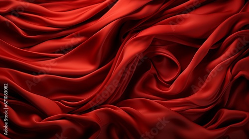 Scarlet threads dance upon a crimson canvas, embodying passion and fashion in a vibrant display of draped fabric