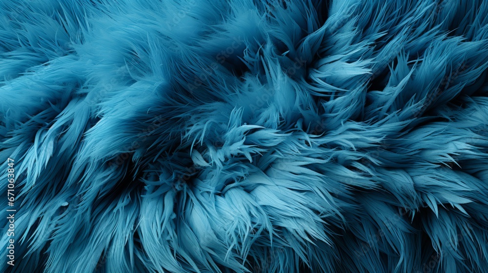 Obraz premium An ethereal masterpiece of vibrant blue feathers, an abstract fusion of art and nature that captures the imagination with its fluid and wild design
