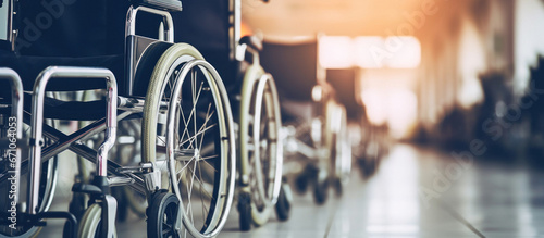 wheelchair in hospital corridor photo