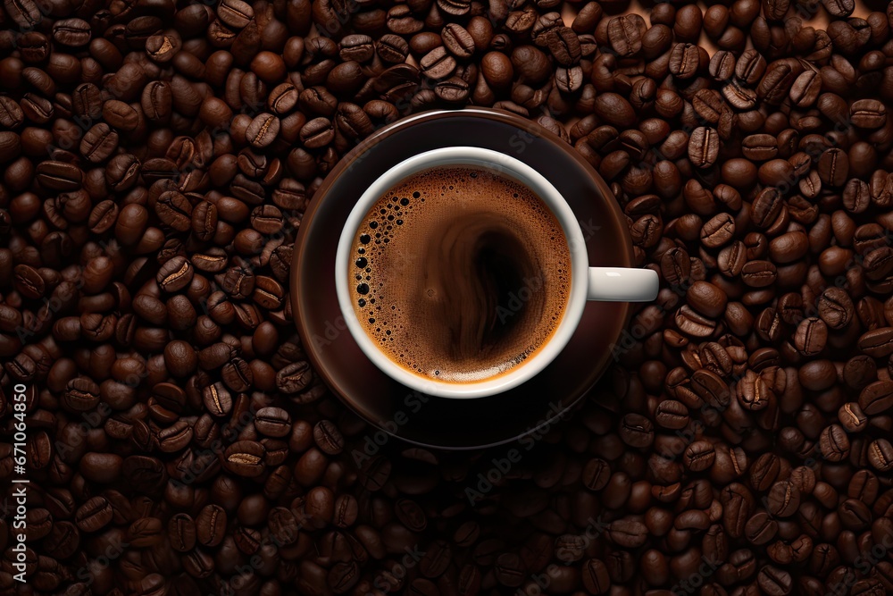 Hot Coffee Cup With Beans And Smoke On Wooden Table Background Hot Coffee Cup With Beans And Smoke On Wooden Table Background