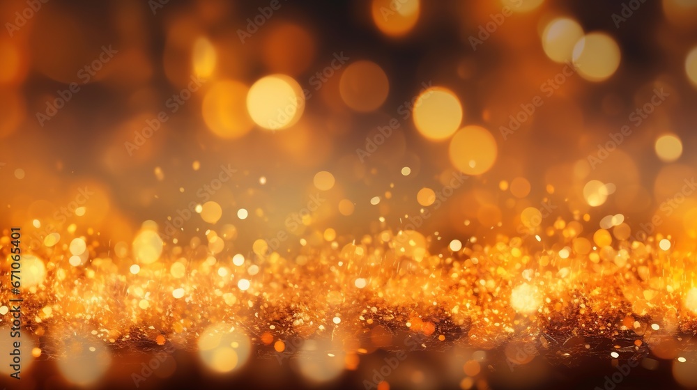 a blurry image of gold glitter on a black background. generative ai a blurry image of gold glitter on a black background. generative ai