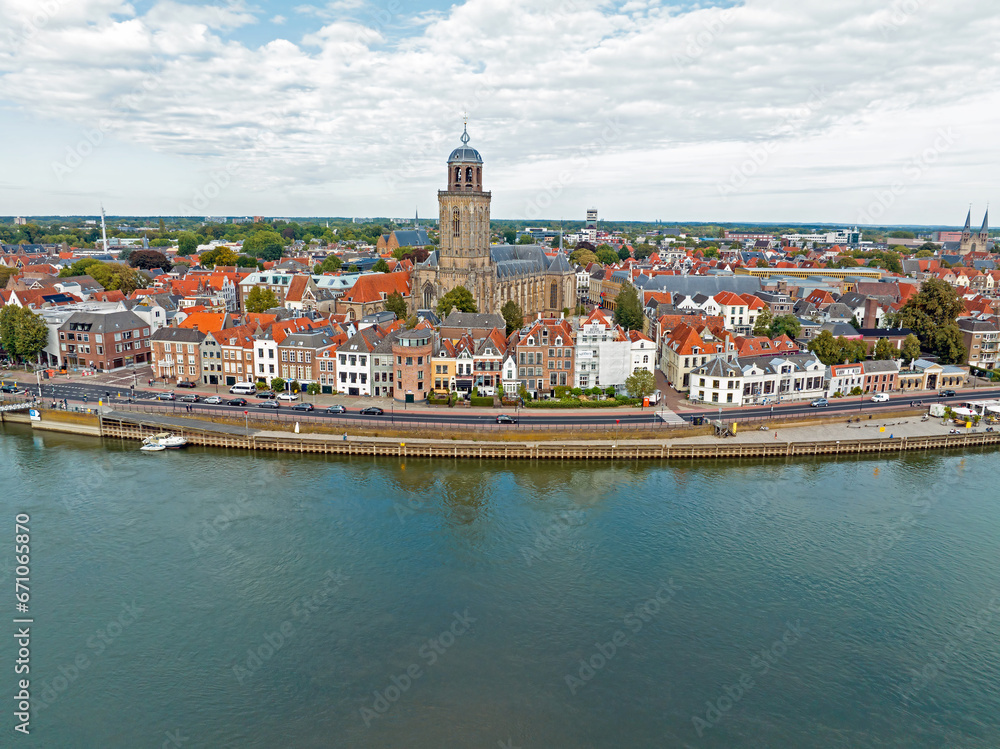 Aerial from the historical town Deventer in the Netherlands